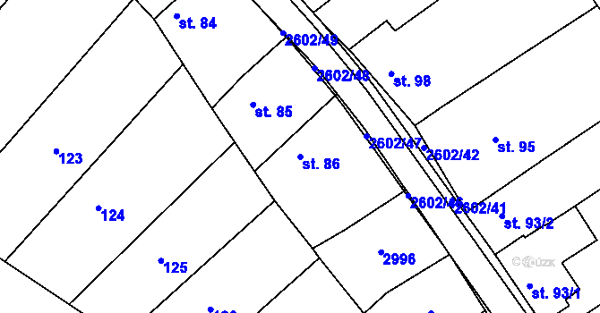 Parcela st. 86 v KÚ Břestek, Katastrální mapa