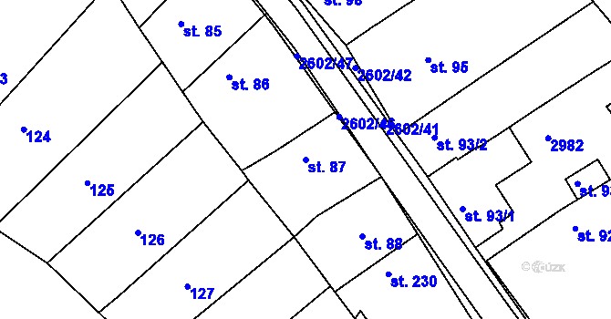 Parcela st. 87 v KÚ Břestek, Katastrální mapa