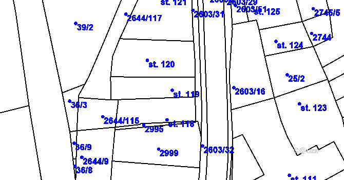 Parcela st. 119 v KÚ Břestek, Katastrální mapa
