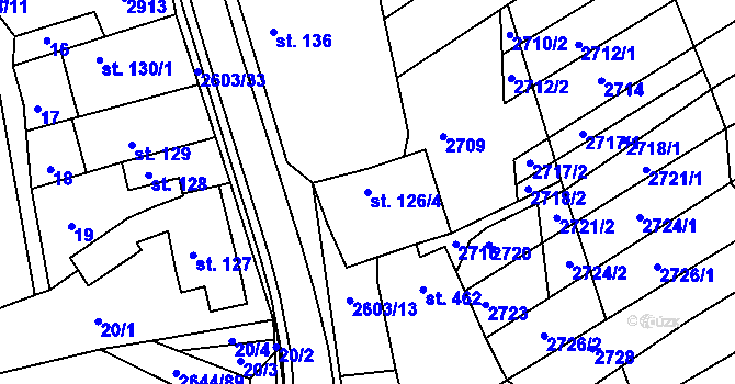 Parcela st. 126/4 v KÚ Břestek, Katastrální mapa