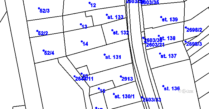 Parcela st. 131 v KÚ Břestek, Katastrální mapa