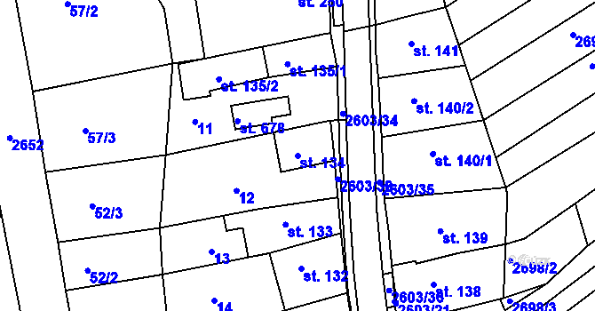 Parcela st. 134 v KÚ Břestek, Katastrální mapa