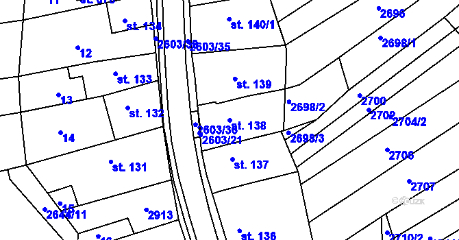 Parcela st. 138 v KÚ Břestek, Katastrální mapa