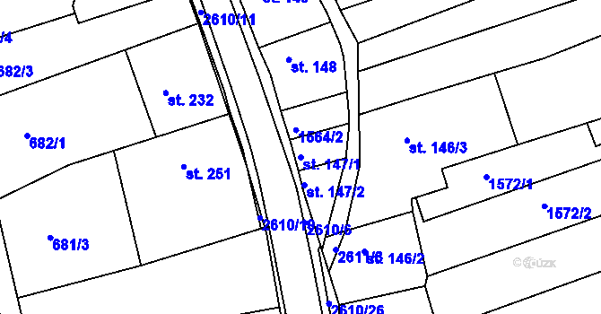 Parcela st. 147/1 v KÚ Břestek, Katastrální mapa