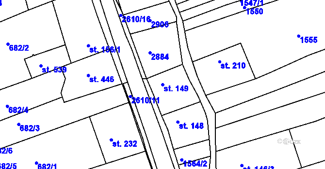 Parcela st. 149 v KÚ Břestek, Katastrální mapa