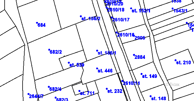 Parcela st. 156/1 v KÚ Břestek, Katastrální mapa