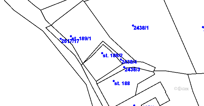 Parcela st. 189/2 v KÚ Břestek, Katastrální mapa