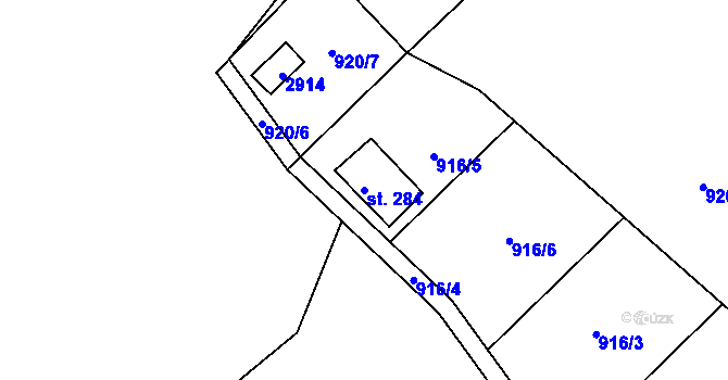 Parcela st. 284 v KÚ Břestek, Katastrální mapa