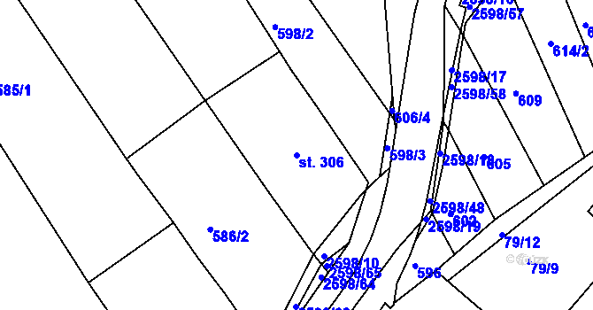 Parcela st. 306 v KÚ Břestek, Katastrální mapa