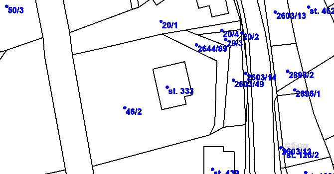 Parcela st. 333 v KÚ Břestek, Katastrální mapa