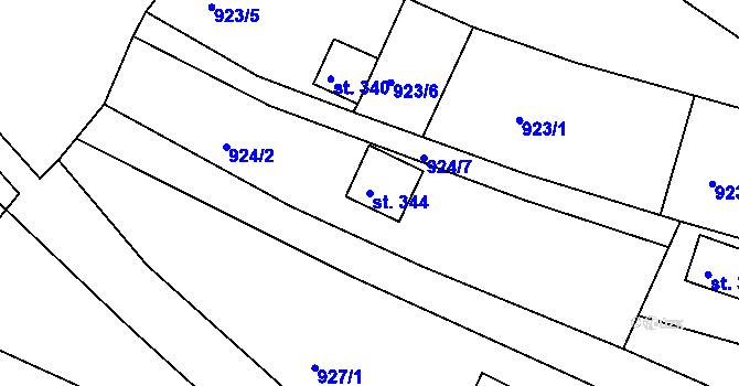 Parcela st. 344 v KÚ Břestek, Katastrální mapa