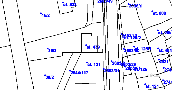 Parcela st. 439 v KÚ Břestek, Katastrální mapa