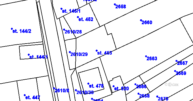 Parcela st. 453 v KÚ Břestek, Katastrální mapa