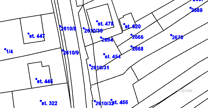 Parcela st. 454 v KÚ Břestek, Katastrální mapa