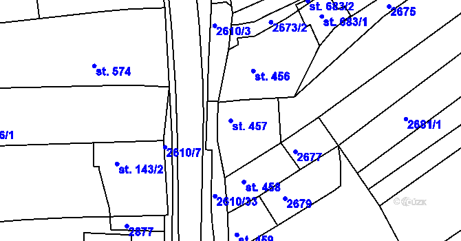 Parcela st. 457 v KÚ Břestek, Katastrální mapa