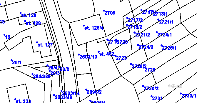 Parcela st. 462 v KÚ Břestek, Katastrální mapa