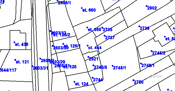Parcela st. 464 v KÚ Břestek, Katastrální mapa