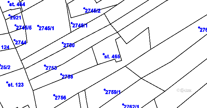 Parcela st. 465 v KÚ Břestek, Katastrální mapa