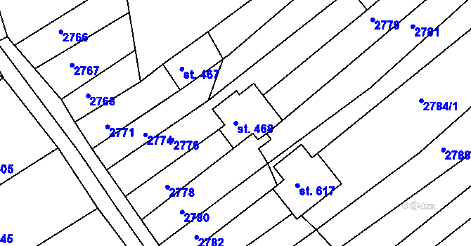 Parcela st. 468 v KÚ Břestek, Katastrální mapa
