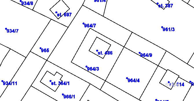 Parcela st. 486 v KÚ Břestek, Katastrální mapa