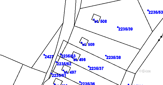 Parcela st. 509 v KÚ Břestek, Katastrální mapa
