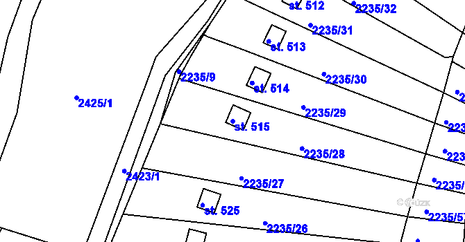 Parcela st. 515 v KÚ Břestek, Katastrální mapa