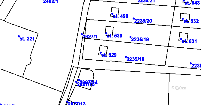 Parcela st. 529 v KÚ Břestek, Katastrální mapa
