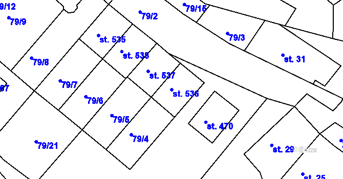 Parcela st. 536 v KÚ Břestek, Katastrální mapa