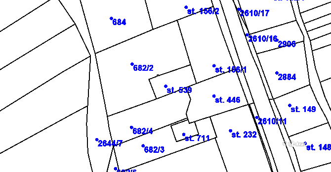 Parcela st. 539 v KÚ Břestek, Katastrální mapa