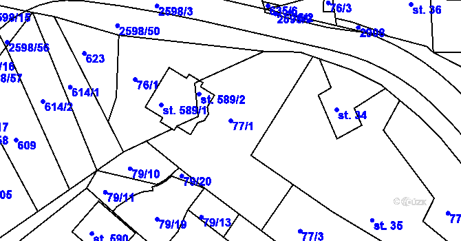 Parcela st. 77/1 v KÚ Břestek, Katastrální mapa