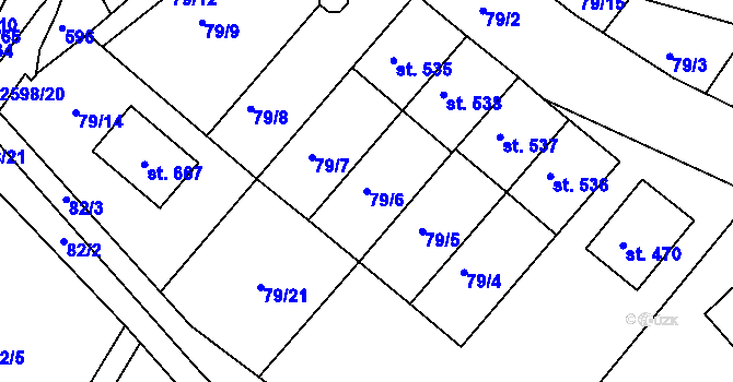 Parcela st. 79/6 v KÚ Břestek, Katastrální mapa