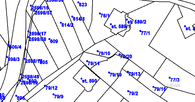Parcela st. 79/10 v KÚ Břestek, Katastrální mapa