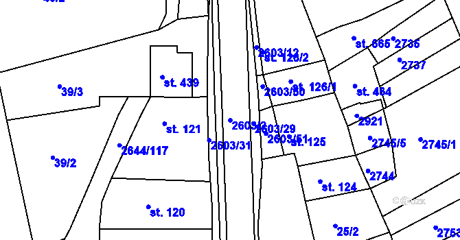 Parcela st. 2603/2 v KÚ Břestek, Katastrální mapa