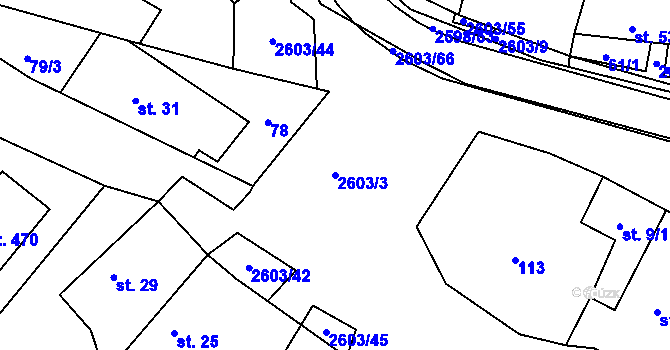 Parcela st. 2603/3 v KÚ Břestek, Katastrální mapa