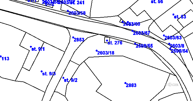 Parcela st. 2603/18 v KÚ Břestek, Katastrální mapa