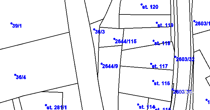 Parcela st. 2644/9 v KÚ Břestek, Katastrální mapa