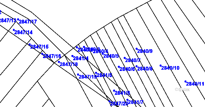 Parcela st. 2840/5 v KÚ Břestek, Katastrální mapa