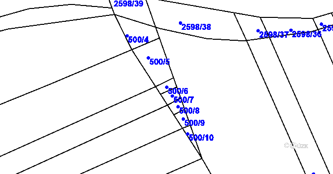 Parcela st. 500/6 v KÚ Břestek, Katastrální mapa