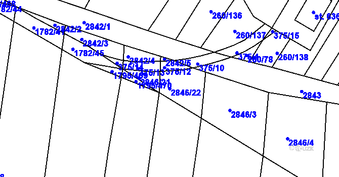 Parcela st. 2846/22 v KÚ Břestek, Katastrální mapa