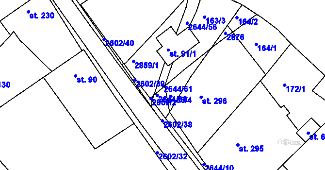 Parcela st. 2644/61 v KÚ Břestek, Katastrální mapa