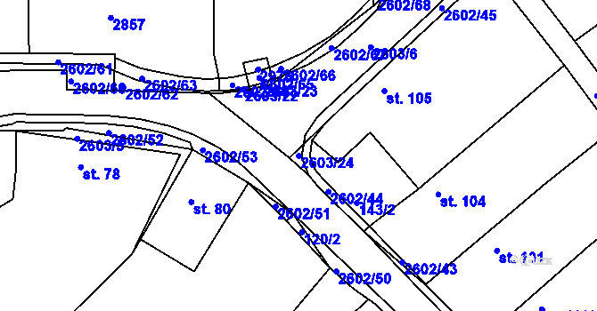 Parcela st. 2603/24 v KÚ Břestek, Katastrální mapa