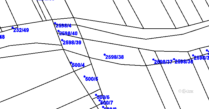 Parcela st. 2598/38 v KÚ Břestek, Katastrální mapa