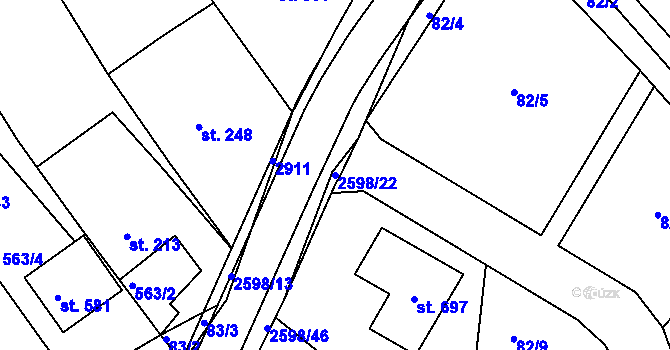 Parcela st. 2598/22 v KÚ Břestek, Katastrální mapa