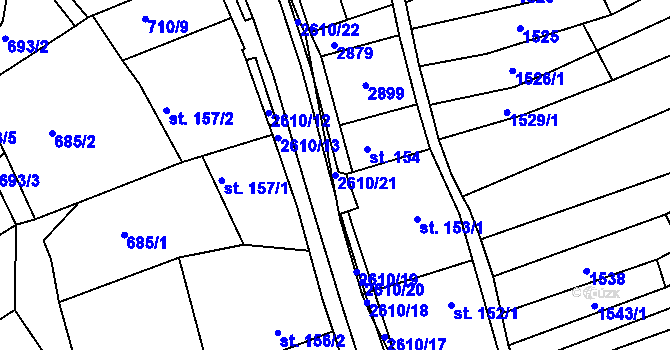 Parcela st. 2610/21 v KÚ Břestek, Katastrální mapa