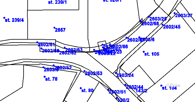 Parcela st. 2603/22 v KÚ Břestek, Katastrální mapa