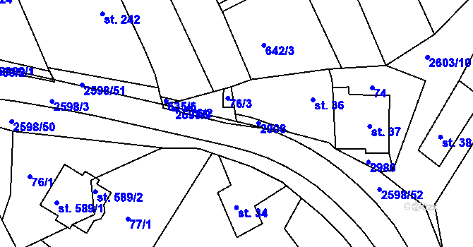 Parcela st. 2598/8 v KÚ Břestek, Katastrální mapa