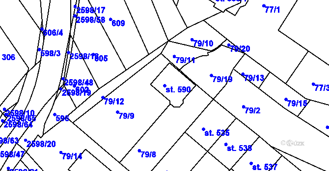Parcela st. 590 v KÚ Břestek, Katastrální mapa