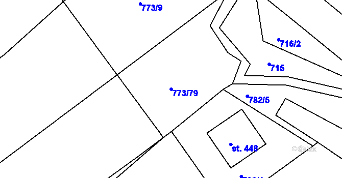 Parcela st. 773/79 v KÚ Břestek, Katastrální mapa