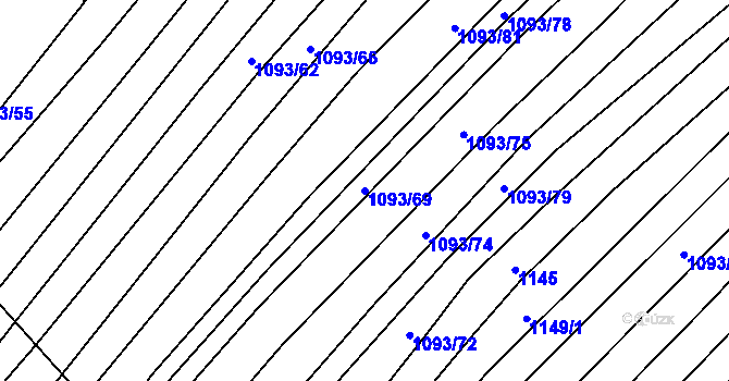Parcela st. 1093/69 v KÚ Břestek, Katastrální mapa