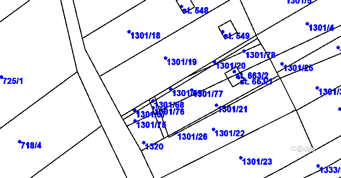 Parcela st. 1301/69 v KÚ Břestek, Katastrální mapa